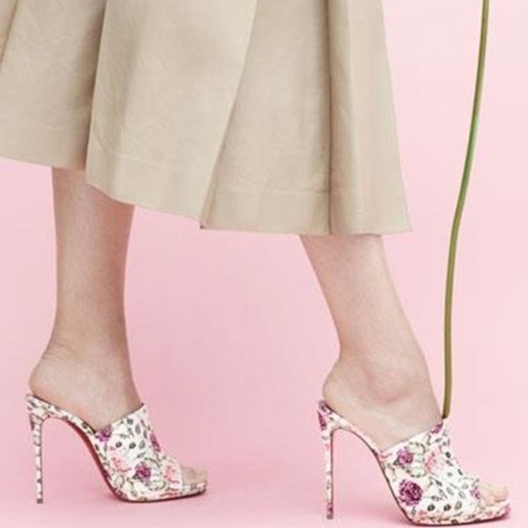 Christian Louboutin PIGAMULE 120 PATENT BAZIN Pompadour 120mm RETAIL 995 - Picture 2 of 9